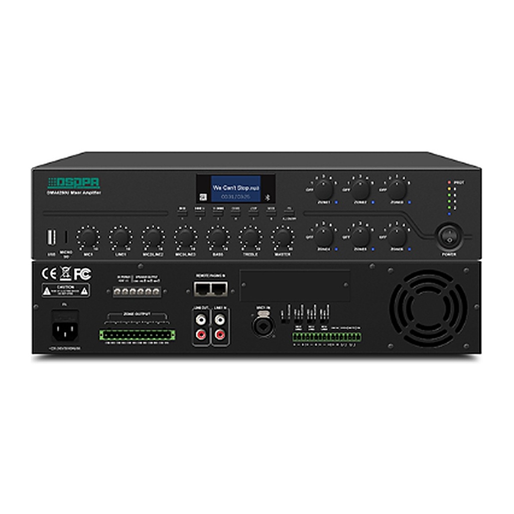 [DMA6350U] DSPPA DMA6350U 350W 6-Zone Mixer Amplifier with Bluetooth, USB, FM & 2 Remote Paging