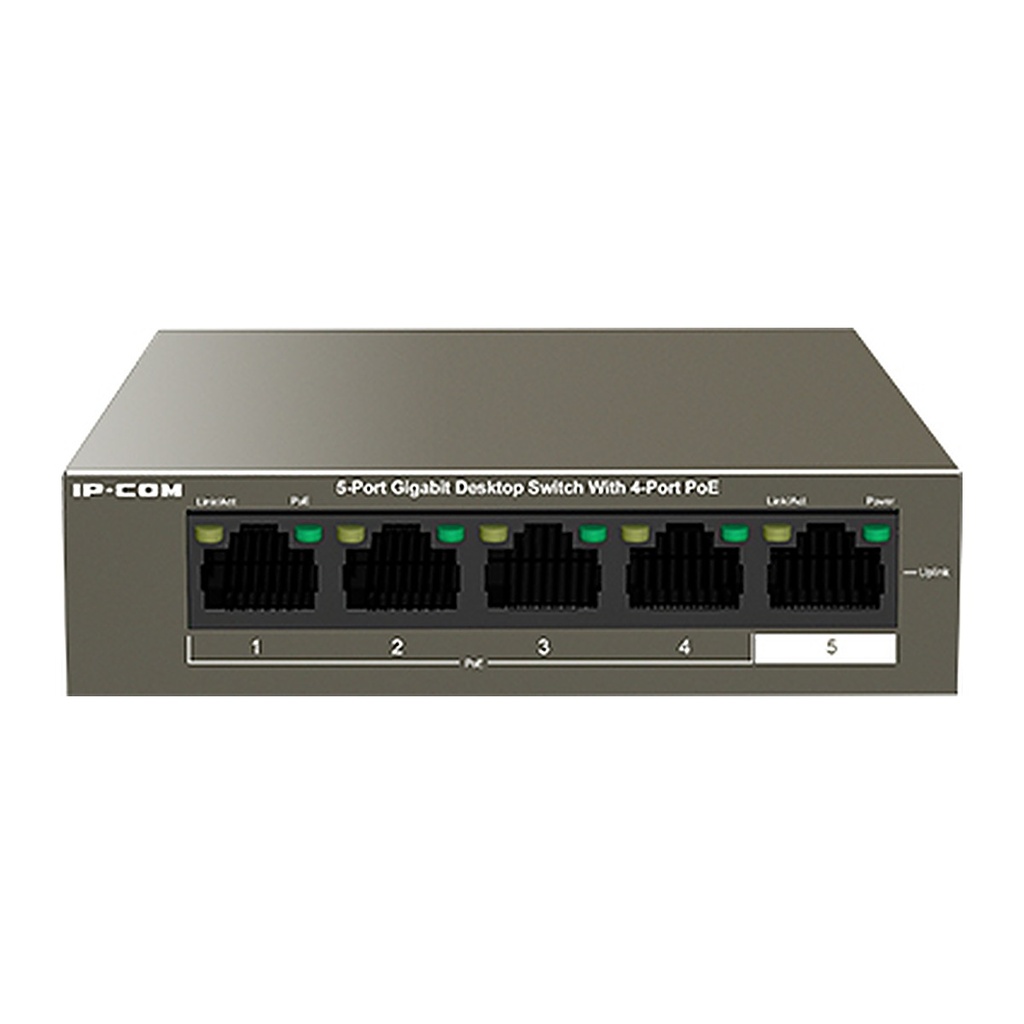 [G1105P-4-63W] IP-COM G1105P-4-63W 5-Port Gigabit Desktop Switch, 4 PoE Ports, 58W PoE