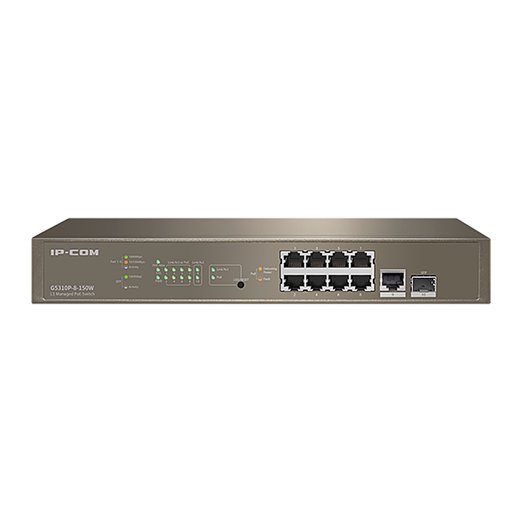 [G5310P-8-150W] IP-COM G5310P-8-150W 10-Port Gigabit L3 Managed PoE Switch, 8 PoE + SFP, Cloud