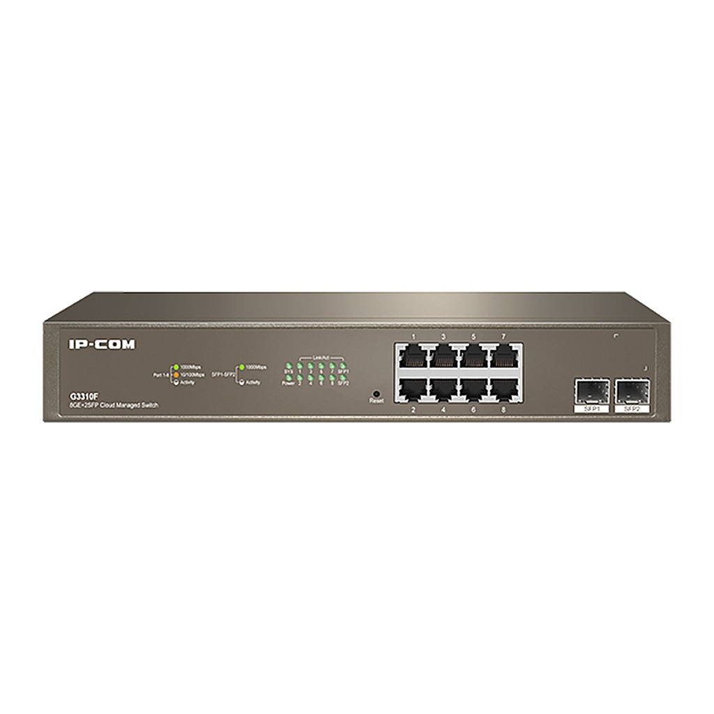 [G3310F] IP-COM G3310F 10-Port Gigabit L2 Cloud Managed Switch, 8 GE + 2 SFP