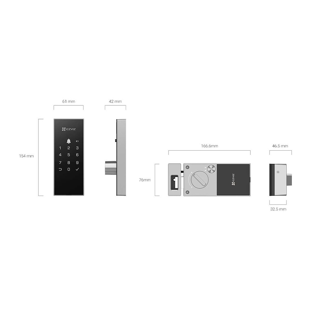 EZVIZ DL03 Smart Wi-Fi Rim Lock, Passcode, Card & App Unlock
