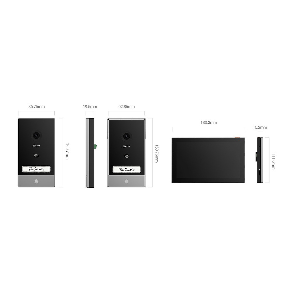EZVIZ HP7 2K Smart Video Doorphone Kit, 7" Touch Screen, Rem