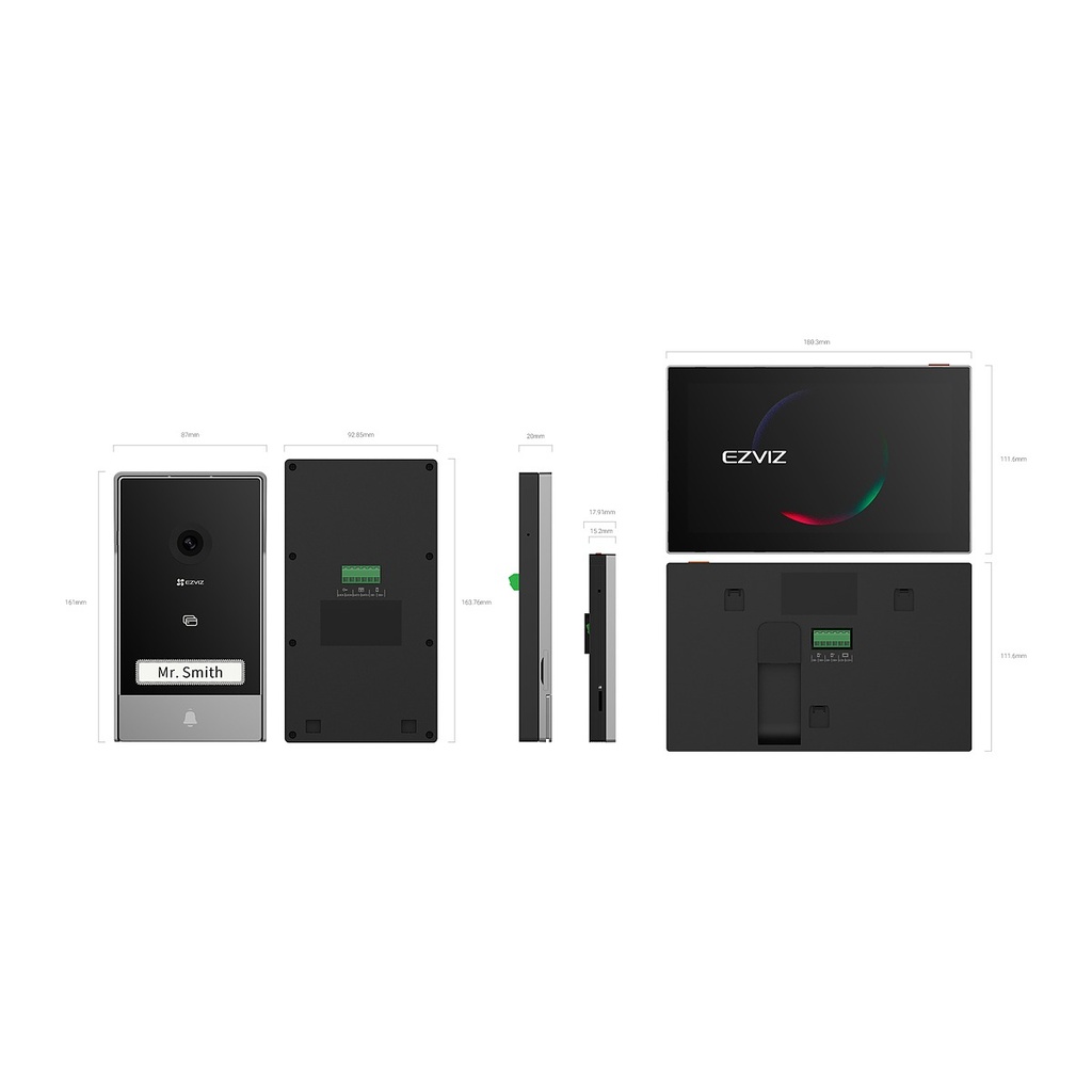 EZVIZ HP7 2K Smart Video Door Phone 2-Entry Kit, 7" Touch Sc
