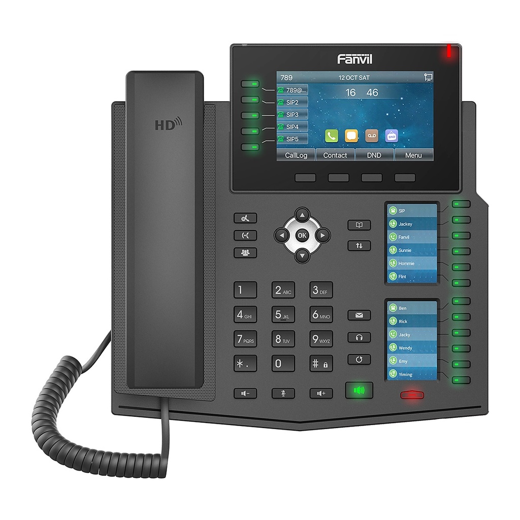 [X6U] Fanvil X6U High-End IP Phone, 3 Color Screens, 20 SIP Lines, Bluetooth