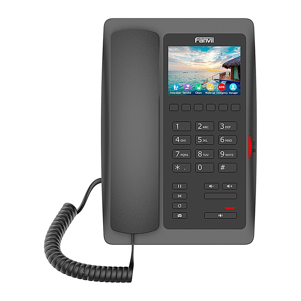 [H5W-BLA] Fanvil H5W Wi-Fi Hotel IP Phone Black, 3.5" Color Screen, H.264 Video, PoE