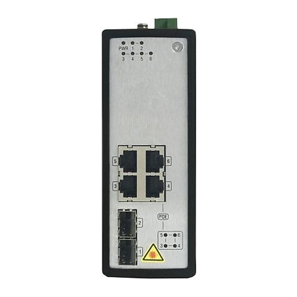 [DS-3T0506P] Hikvision DS-3T0506P 4-Port Gigabit Unmanaged Industrial PoE Switch, 2 SFP, -40~75°C