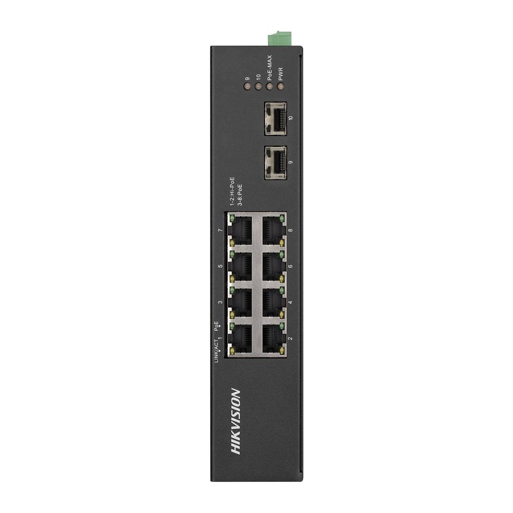 [DS-3T0510HP-E/HS] Hikvision DS-3T0510HP-E/HS 8-Port Gigabit Unmanaged Harsh PoE Switch, 2x Hi-PoE 90W