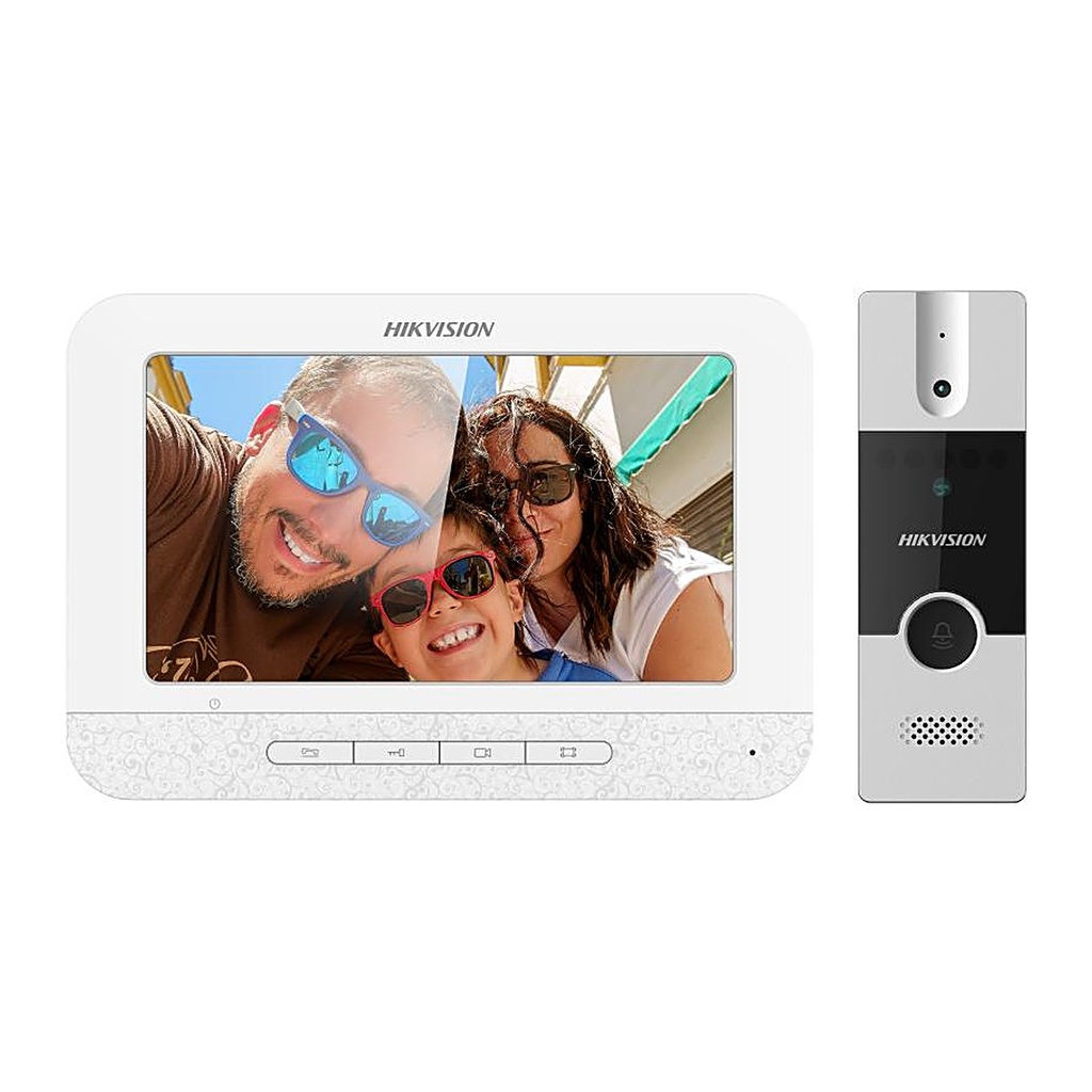 [DS-KIS204T] Hikvision DS-KIS204T 4-Wire Analog Villa Intercom Kit, 7-inch, Picture Storage
