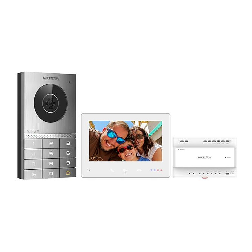 [DS-KIS706EY] Hikvision DS-KIS706EY 2-Wire HD Villa Intercom Kit, 2MP, IP65/IK08, 7-inch Touch