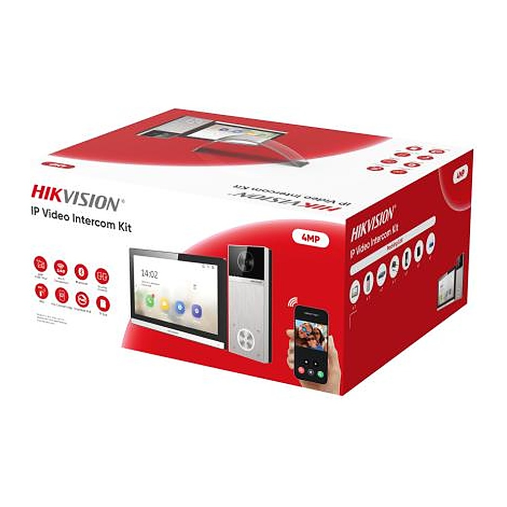 [DS-KIS611-S] Hikvision DS-KIS611-S IP Video Intercom Villa Kit, 4MP Door Station, 4-Port PoE Switch