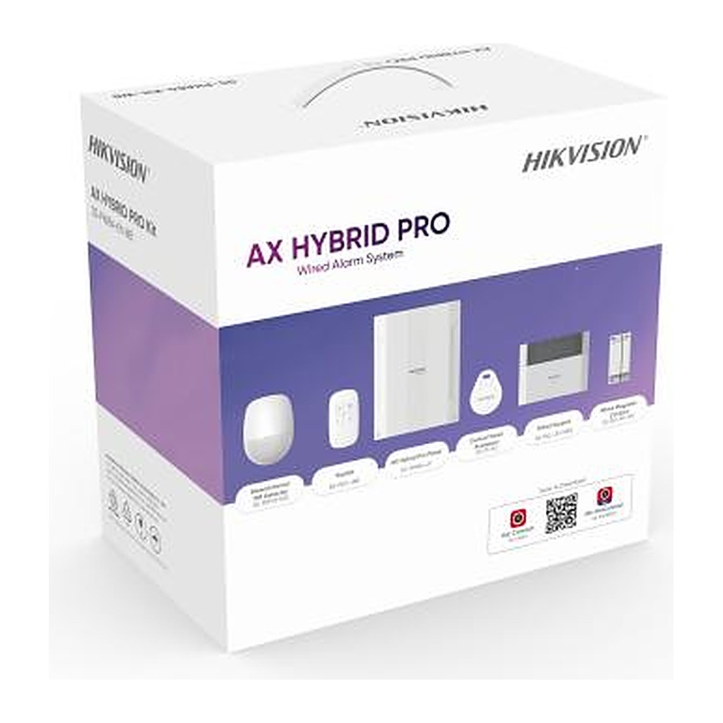 [DS-PHA64-Kit-WB] Hikvision DS-PHA64-Kit-WB AX Hybrid Pro Alarm Kit 433MHz, Panel, Keypad, 2 PIRs