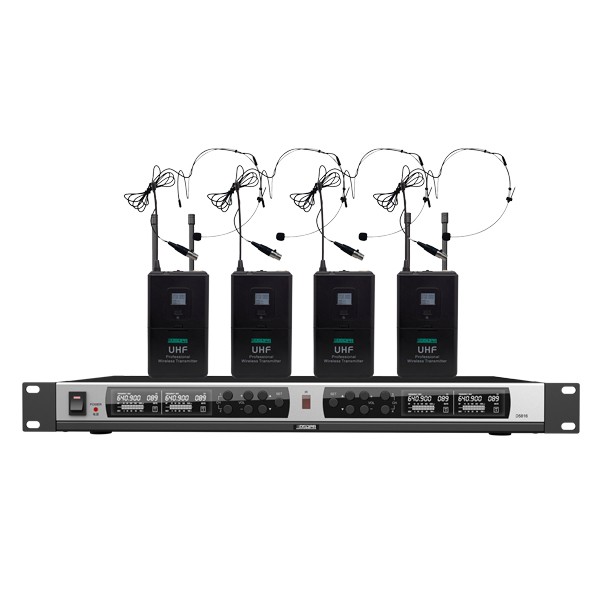 DSPPA D5816 4-Channel UHF Wireless Microphone Receiver, PLL,